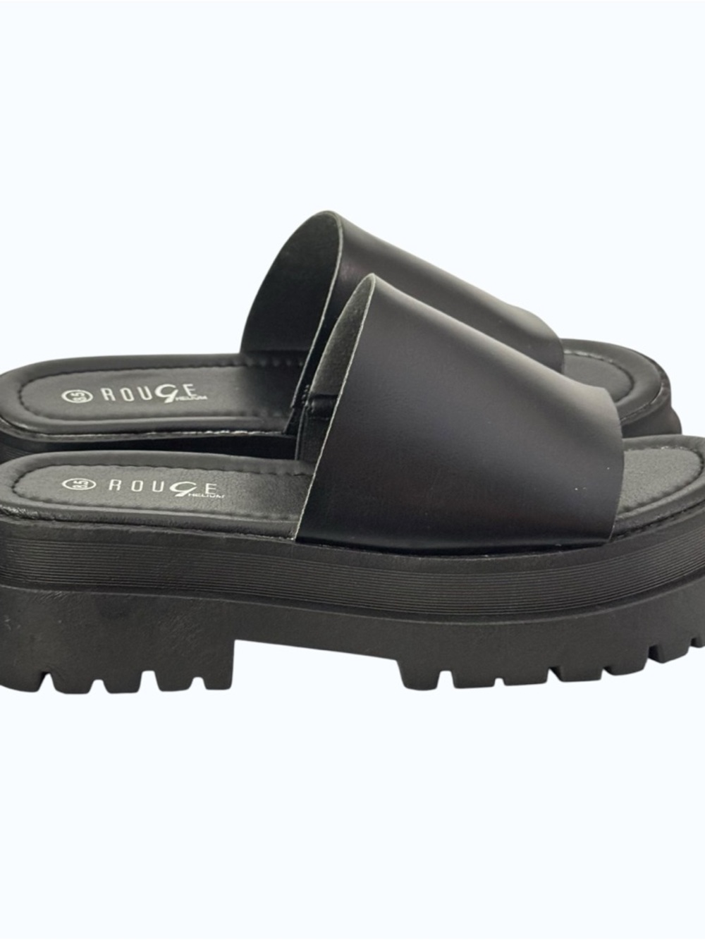 Rouge Helium Black Chunky Platform Slide Mules Sandals Size 8.5